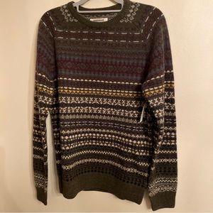 Good Threads Men’s 100% Lambswool Crew Neck Fair Isle Sweater Size XS